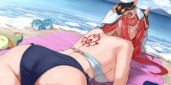 โดจิน ชายหาดของนิโลว [Maskwolf] Nilou Beach Time Desu 妮露·海滩时光 (Genshin Impact) อ่านโดจินฟรี Hentai (Doujin)